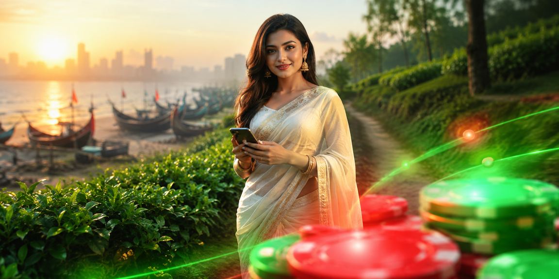 কক্সবাজারে শাড়ি পরা একজন নারী মোবাইলে bajee লটারি টিকিট কিনছেন
